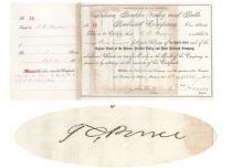 Helena, Boulder Valley & Butte Rr Co. Stock Issued To And Signed On Verso By T. C. Power, Signed As President By Samuel T. Hauser