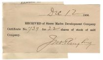John Ringling Signed Transfer Stub