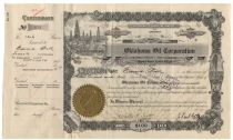 Oklahoma Oil Corp. Stock Signed By J. Paul Getty As President