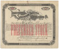 Louisville And Southern Indiana Traction Co. - Signed By Samuel Insull As President